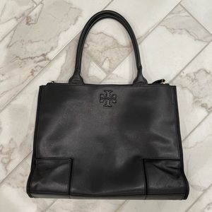 Tory Burch black leather laptop bag